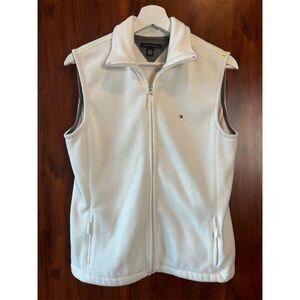 Tommy Hilfiger Women's White Fleece Zip-Up Vest Size M